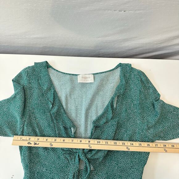 AUGUSTE Diamond Rumba Sleeved Mini Dress Green US 6 Long Sleeve Coquette Fairy - Picture 11 of 14
